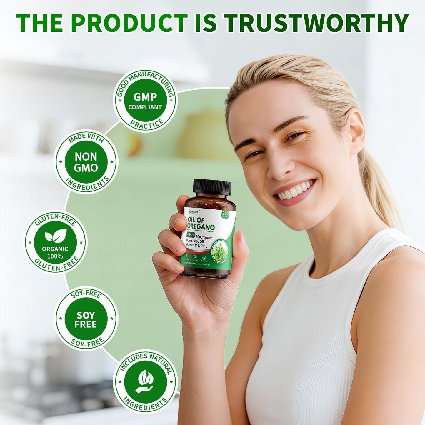 Nature's Live PWERD antioxidant supplement packaging with carvacrol formulation details