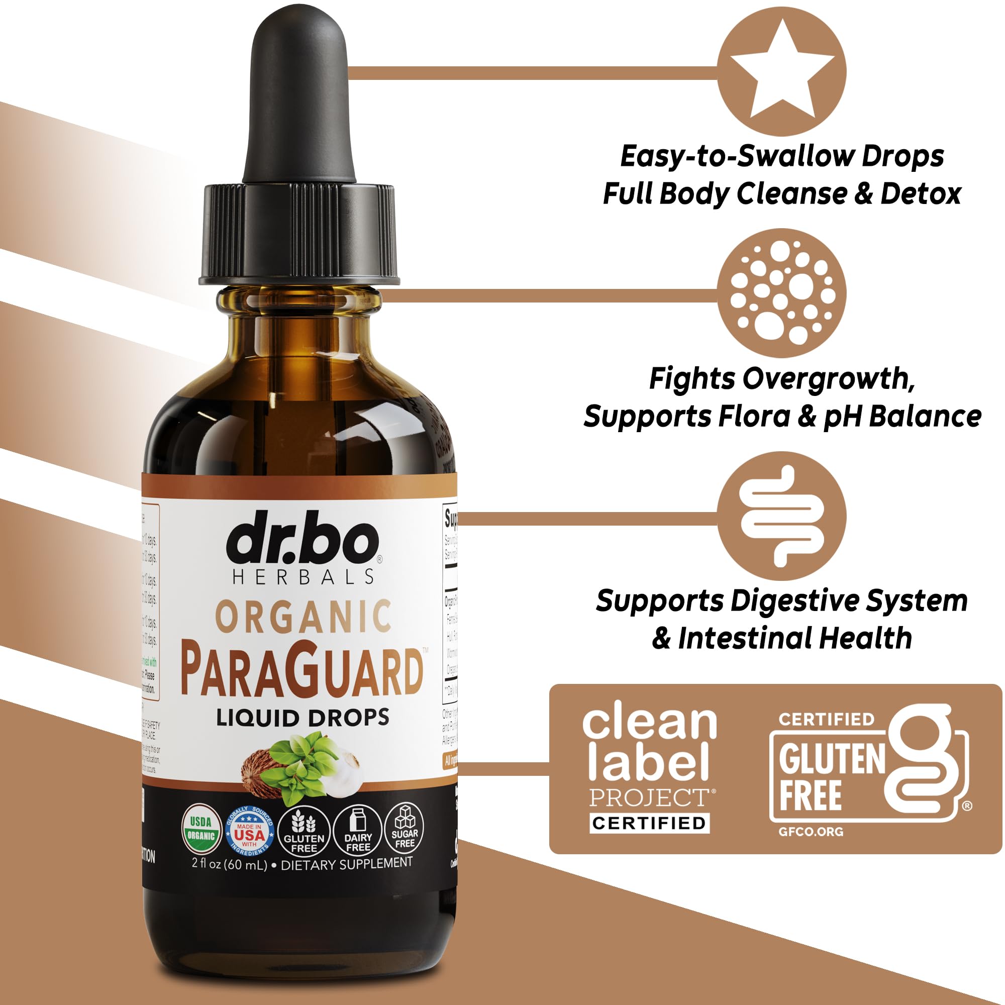 Dr Bo Herbals Organic ParaGuard Intestinal Guard Supplement nutritional facts and ingredient list