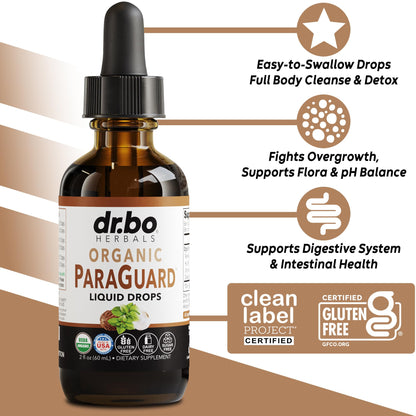Dr Bo Herbals Organic ParaGuard Intestinal Guard Supplement nutritional facts and ingredient list