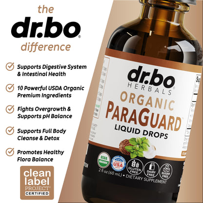 Dr Bo ParaGuard Cleanse Organic Tincture certified USDA organic label view