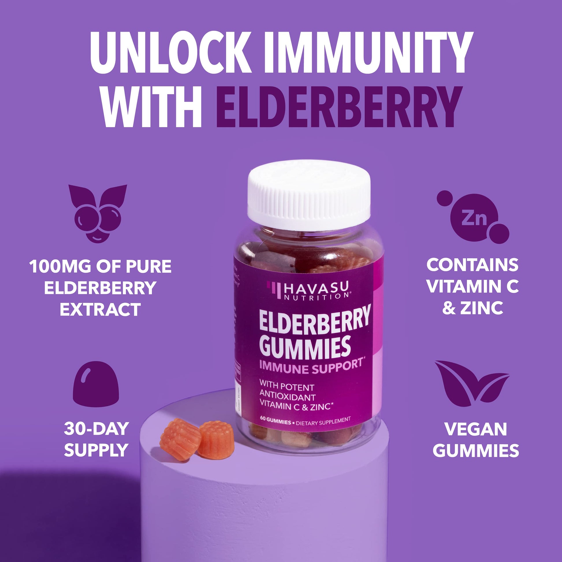 Vegan gluten free antioxidant gummies label details and dosage information