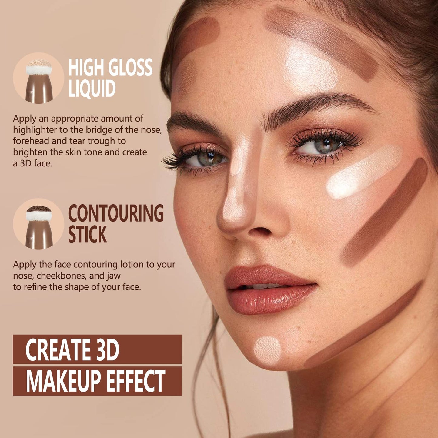 Anglicolor face sculpting makeup pen being applied to the cheekbones for definition.