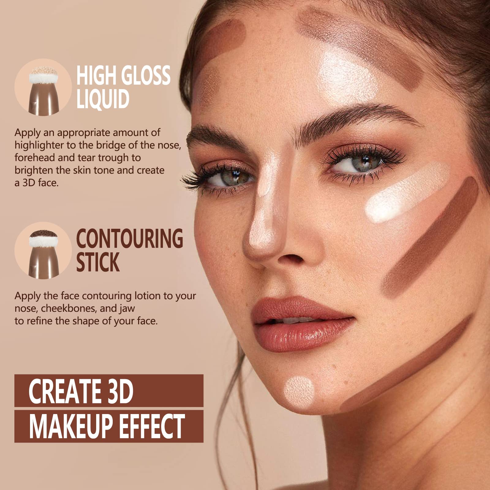Anglicolor face sculpting makeup pen being applied to the cheekbones for definition.
