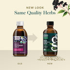 Gaia Herbs Black Elderberry Syrup packaging showing dosage instructions