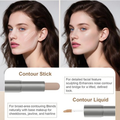 Noerrors cool toned contour stick with cap off revealing the precise liquid applicator tip
