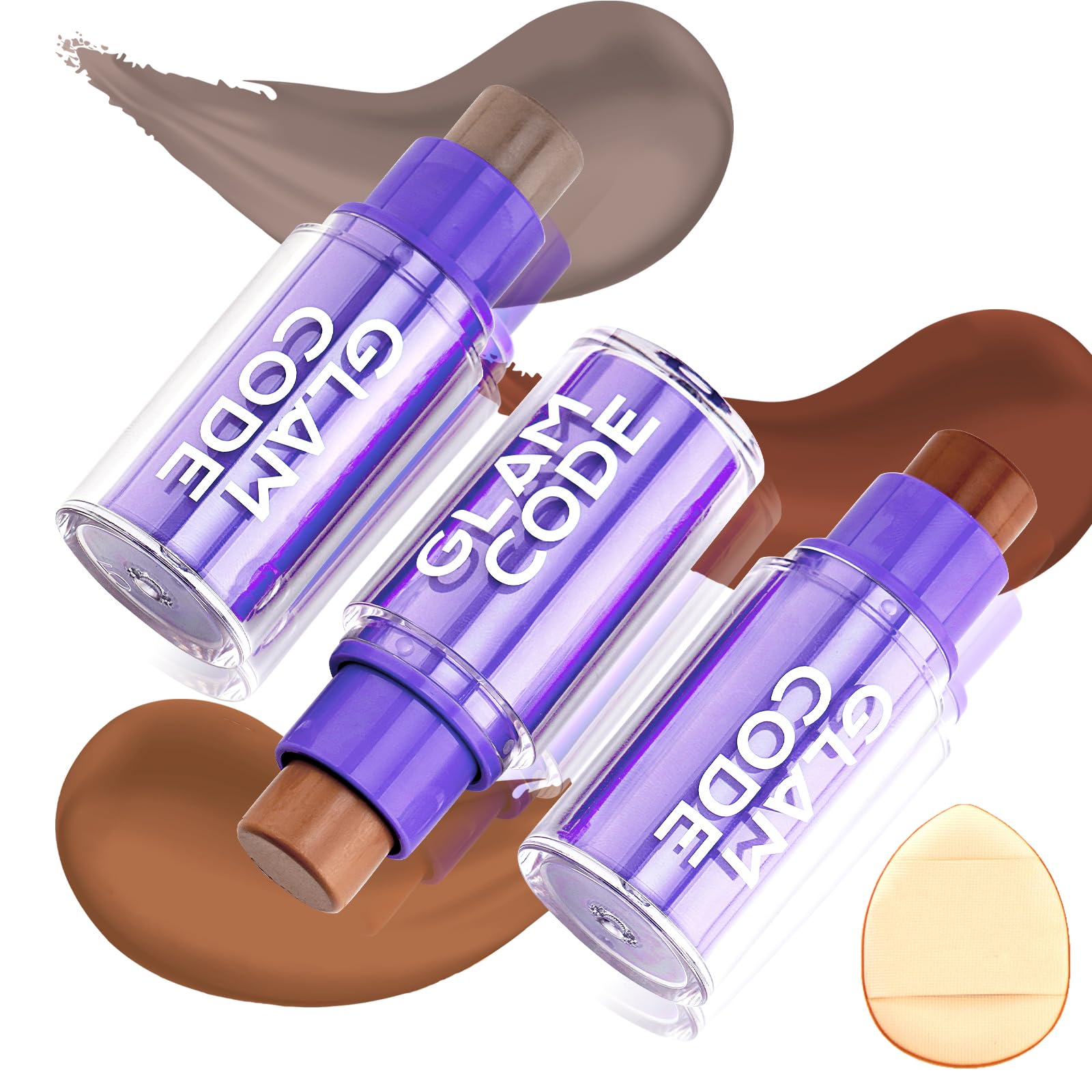 Compact and travel-friendly Glam Code matte contour stick with its protective caps off.