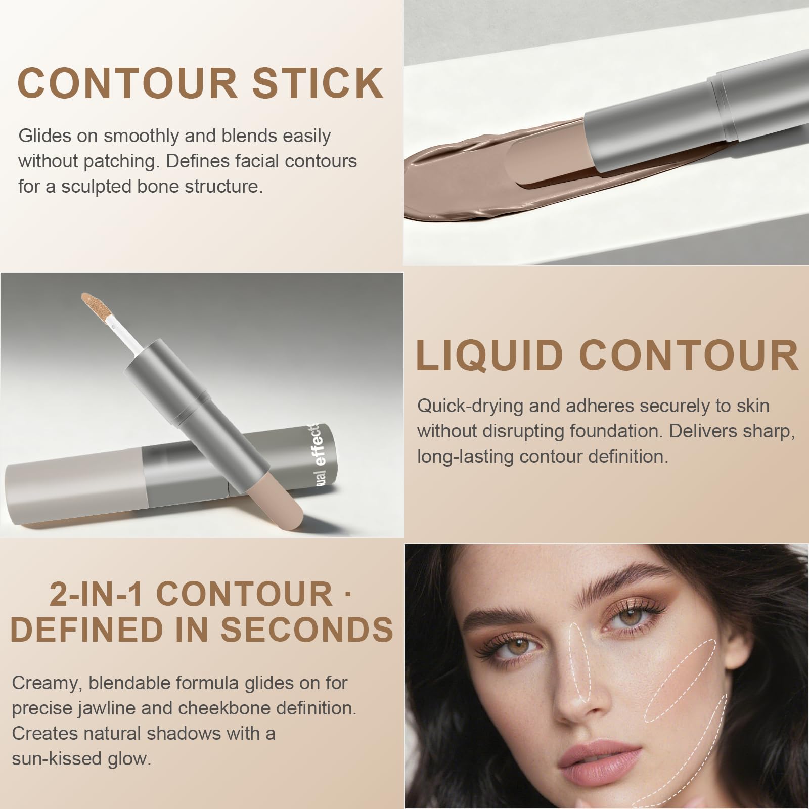 Noerrors Constructed Gray contour cream liquid swatched on fair skin showcasing ash undertone