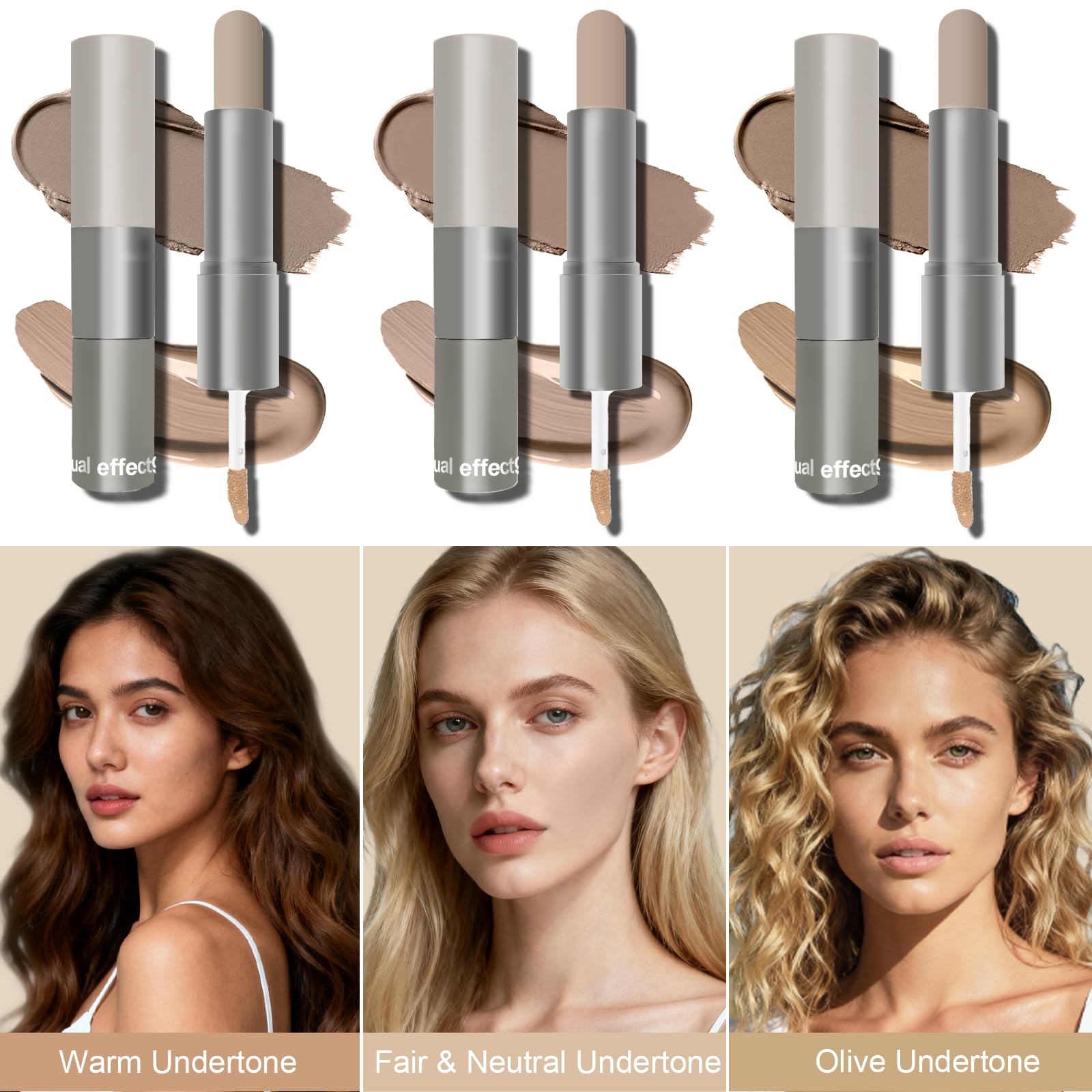 Noerrors cream contour stick side view highlighting the lightweight travel friendly dual design