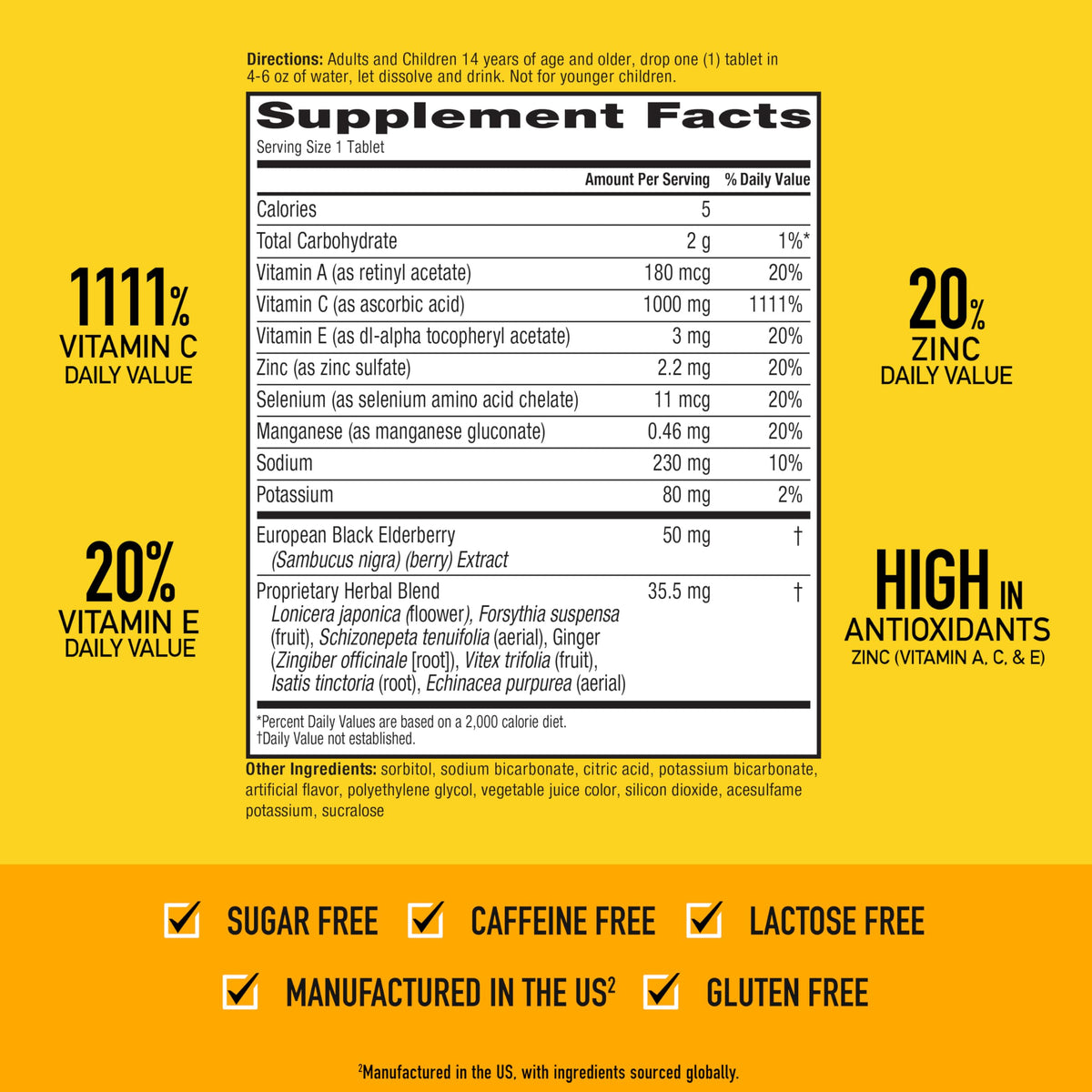 Airborne fast dissolving 1000mg vitamin c effervescent tablets with zinc and selenium for wellness protection