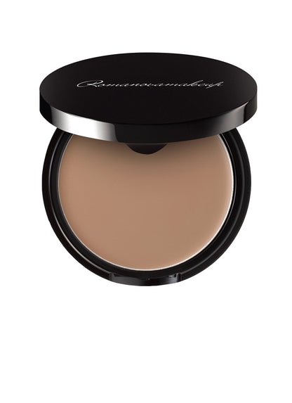 Romanovamakeup creamy beige face sculpting cream opened jar showing texture
