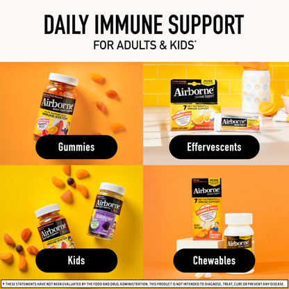 Airborne premium imported herbal supplement featuring sambucus nigra extract with echinacea and ginger roots