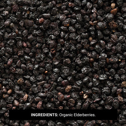 Organic Whole European Elderberries nutritional and usage labels