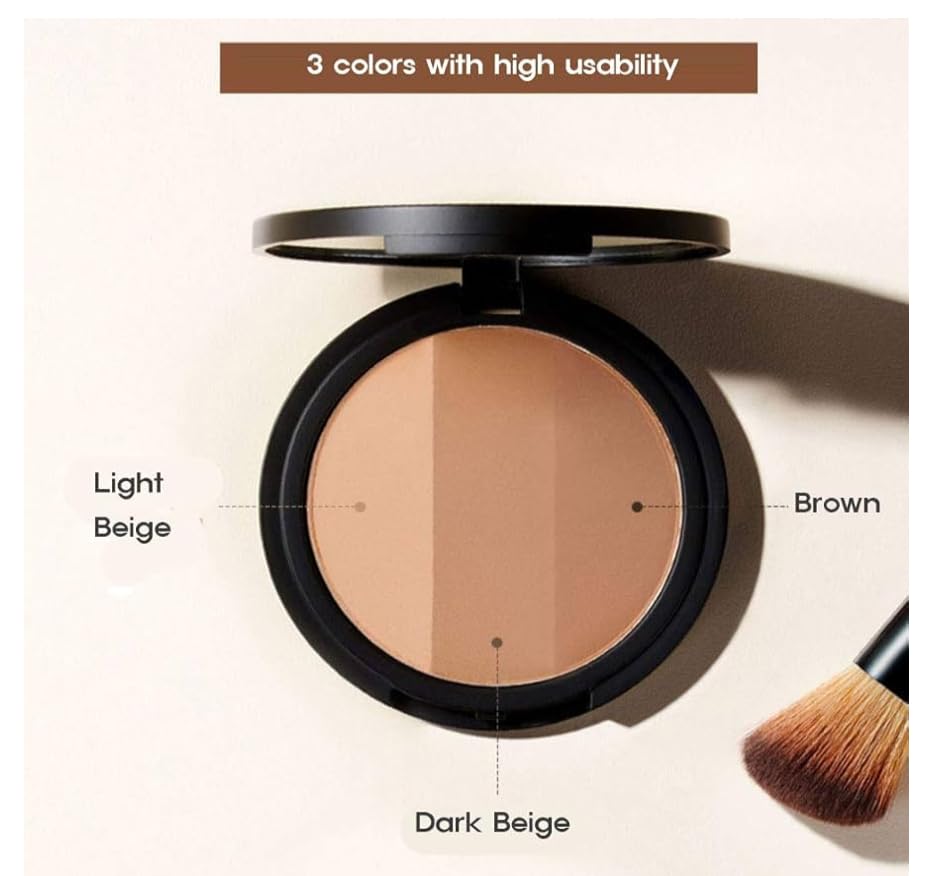 Close up of Light Beige, Dark Beige, and Brown shades in the RiRe contour kit