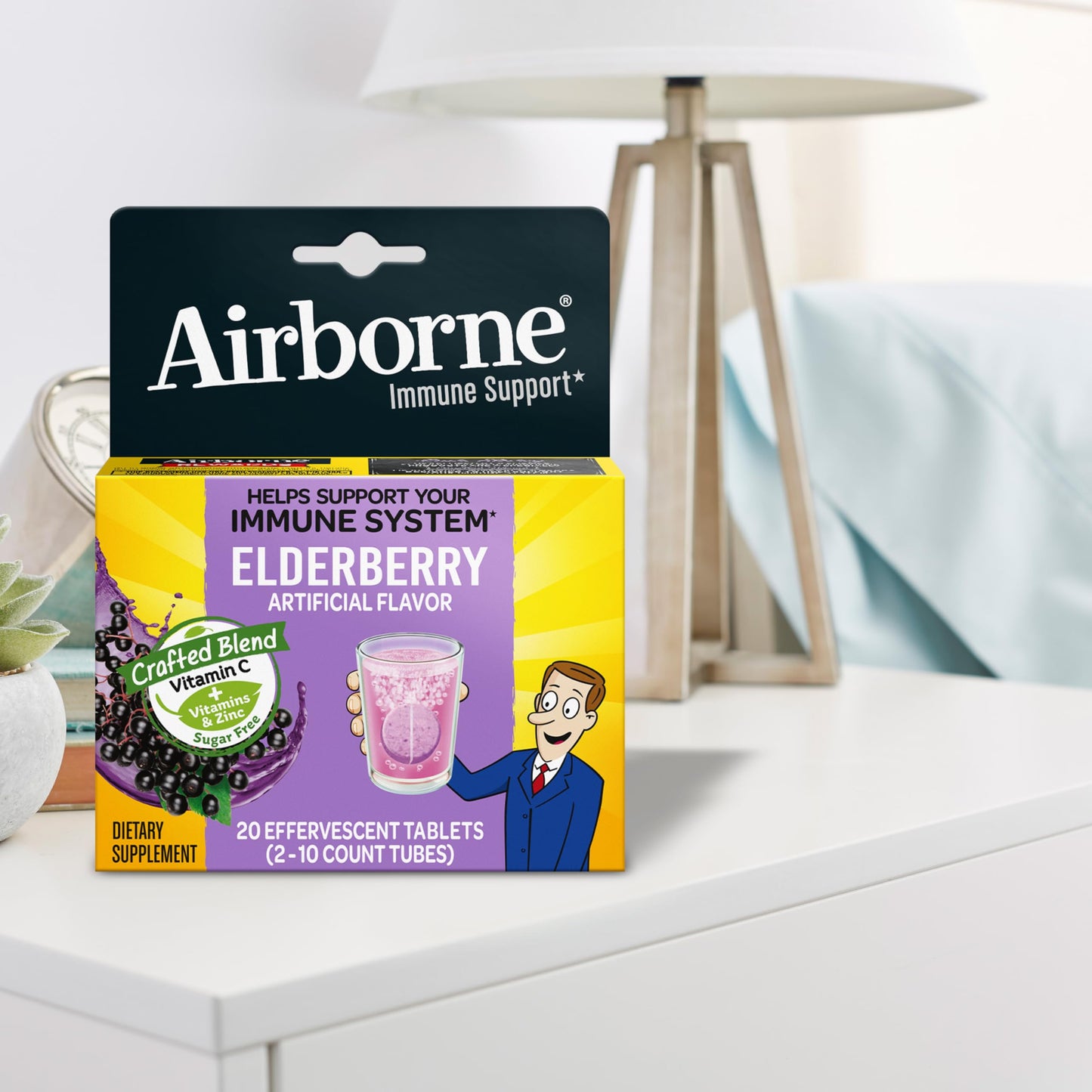 Airborne elderberry flavor antioxidant rich fizzy tablets for daily immune health support in India