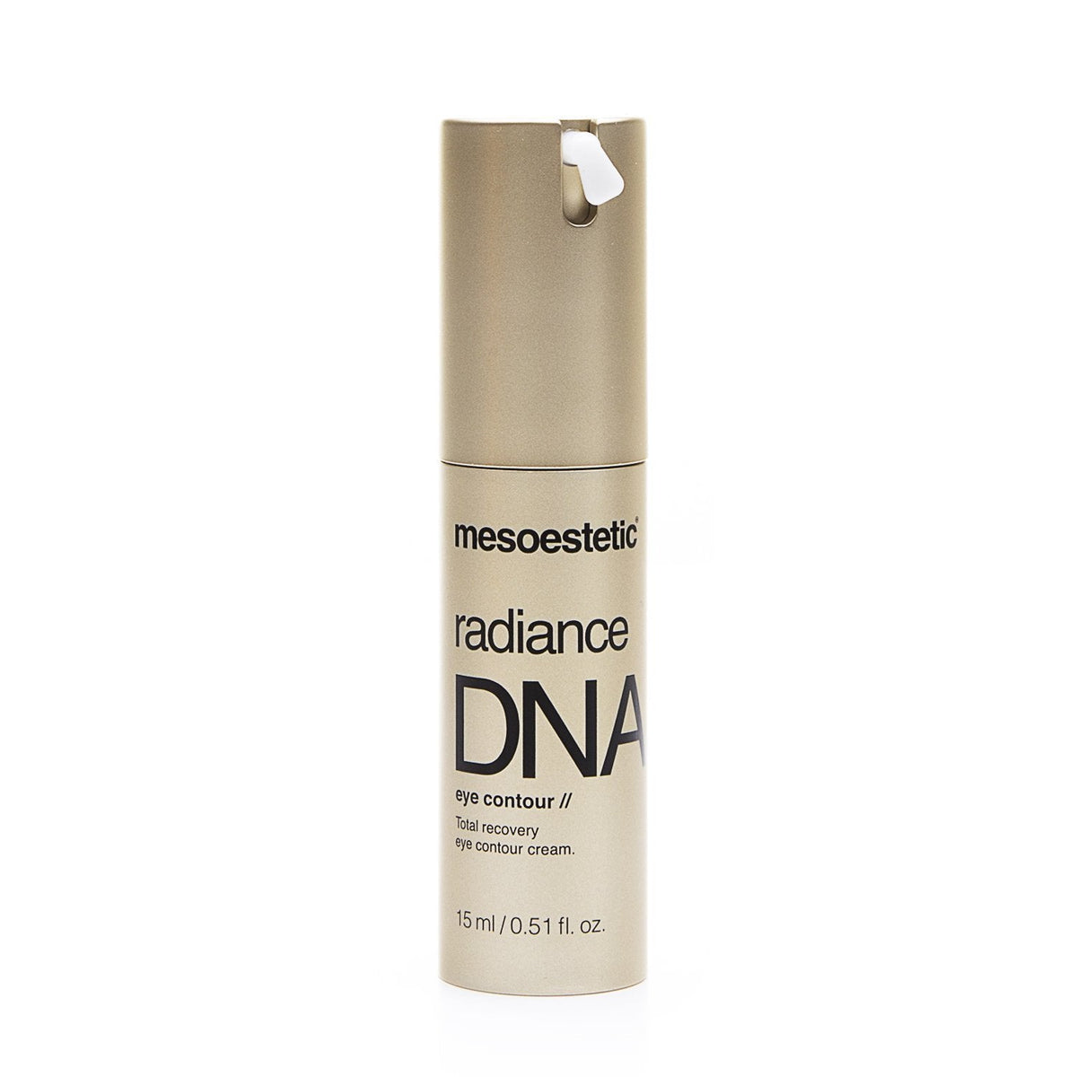 Mesoestetic Radiance DNA Eye Contour Cream tube and box angle view