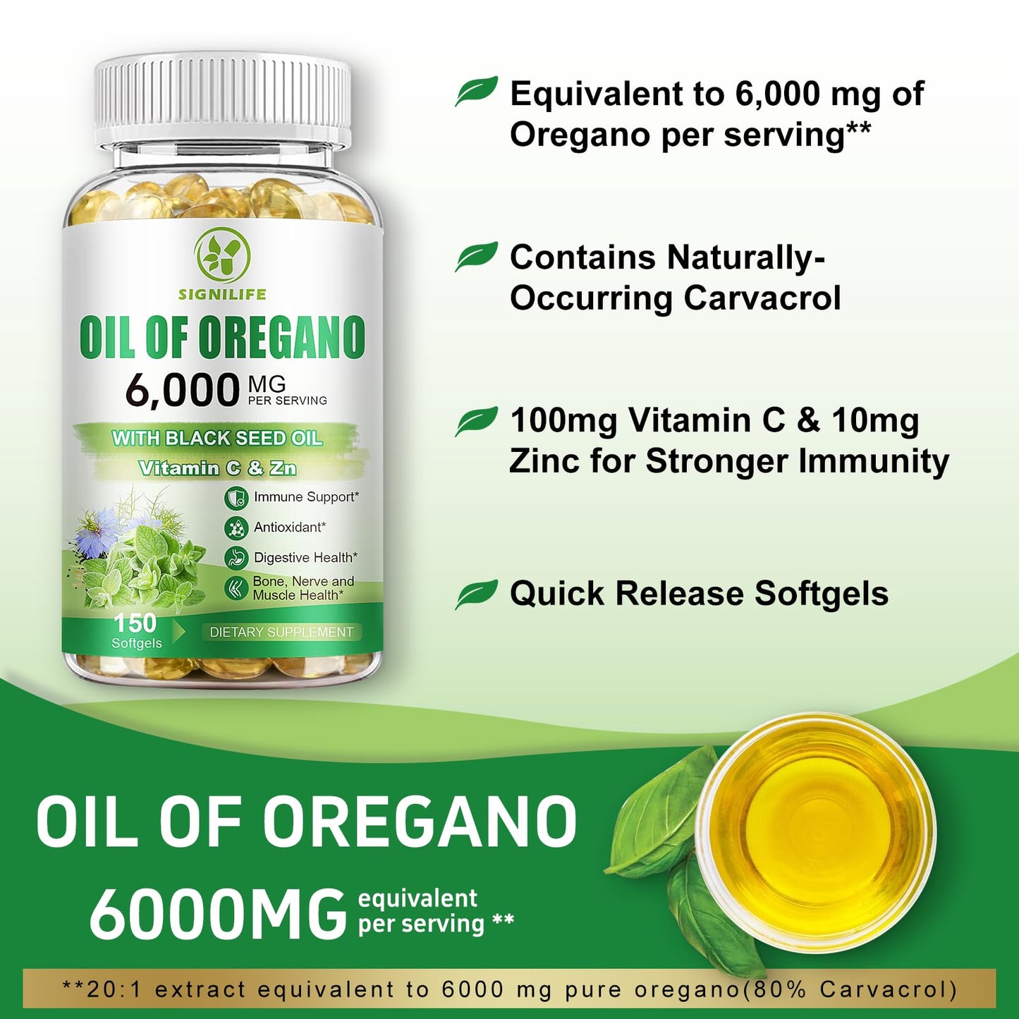 The complete 4-in-1 formula breakdown showing ingredients including black seed oil, zinc, and vitamin C.