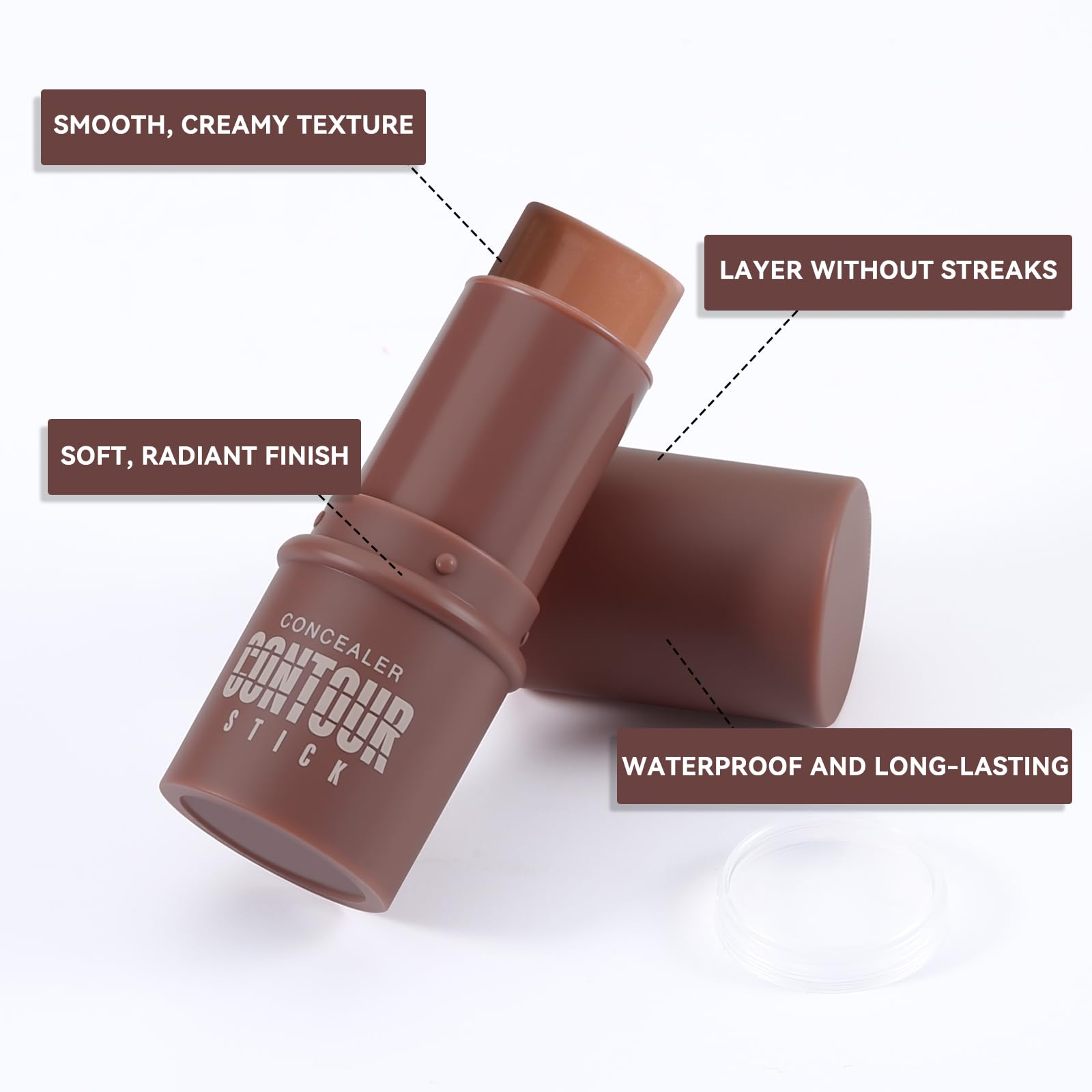 Creamy blendable waterproof contour stick texture swatch in Amber shade