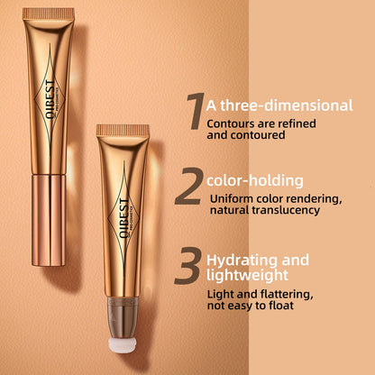Four piece cream bronzer wand set showing different shades for facial definition.
