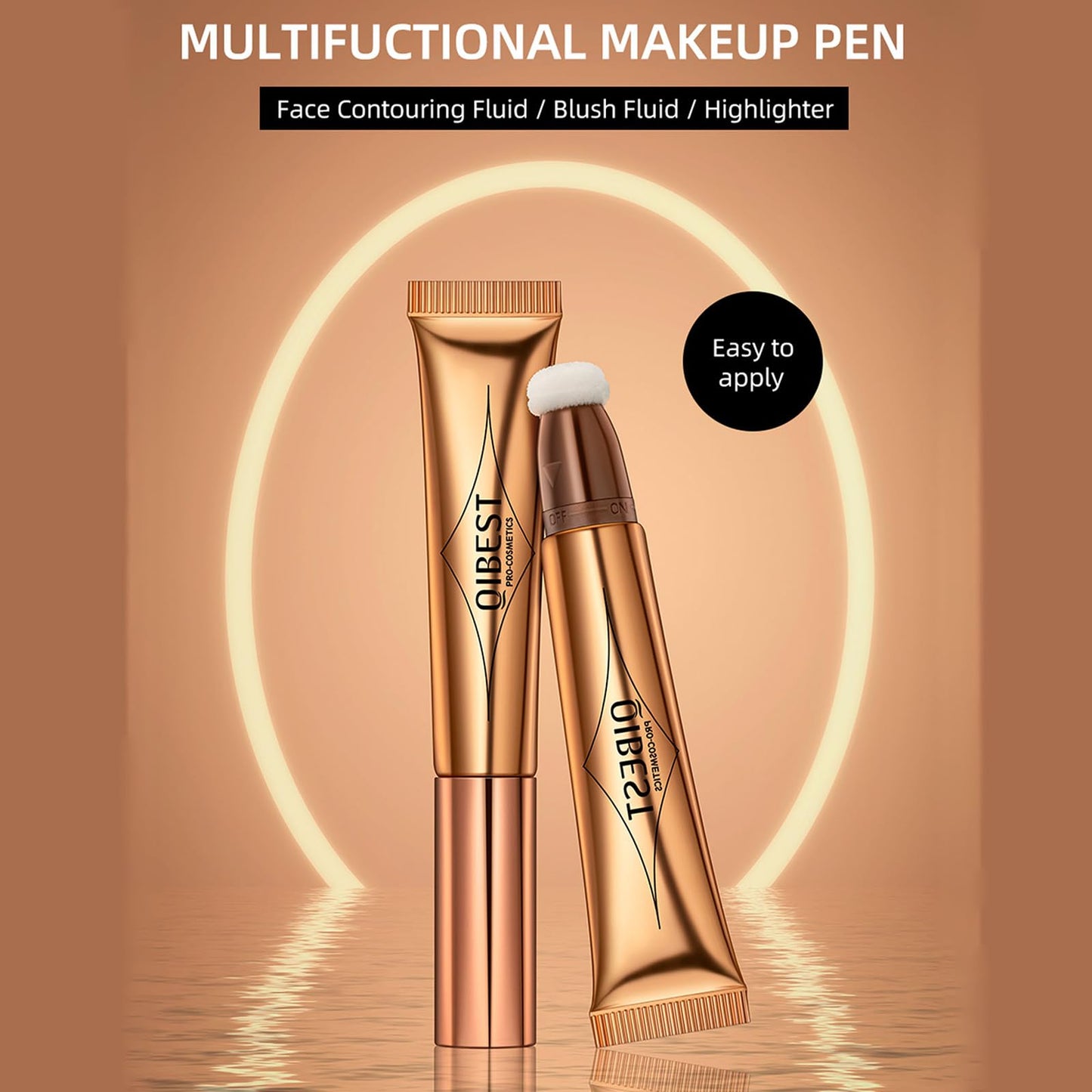 Pologmase liquid contour wand being blended onto cheekbones for natural matte finish.