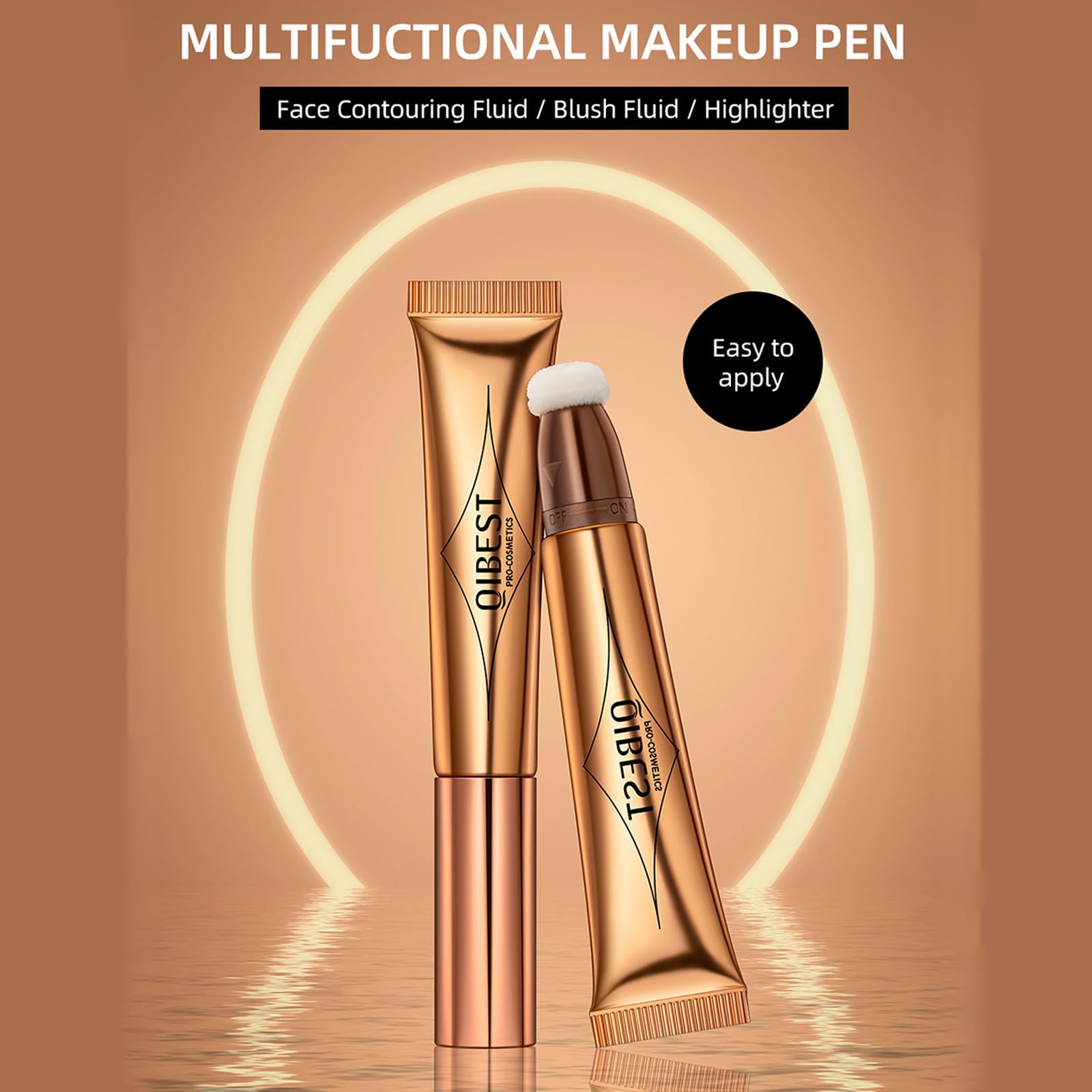 Pologmase liquid contour wand being blended onto cheekbones for natural matte finish.