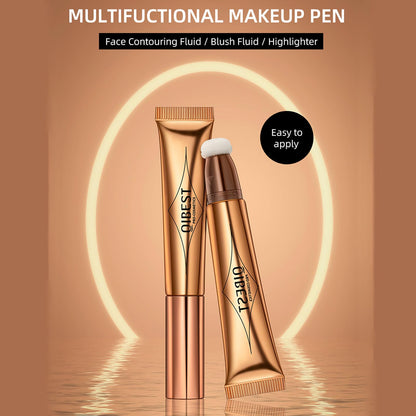 Pologmase liquid contour wand being blended onto cheekbones for natural matte finish.