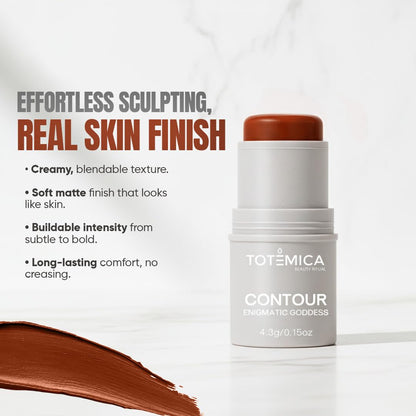 Enigmatic Goddess collection cream contour stick by Ana Patricia showing the soft matte texture swatch.