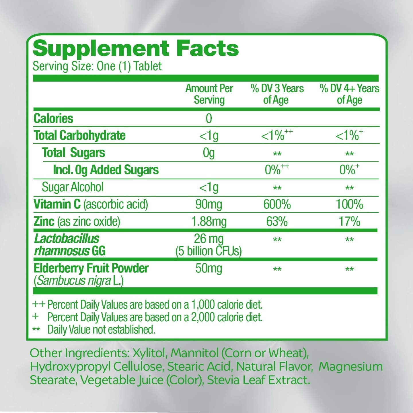 Culturelle children probiotic supplement bottle with 4-in-1 immune defense ingredients visible