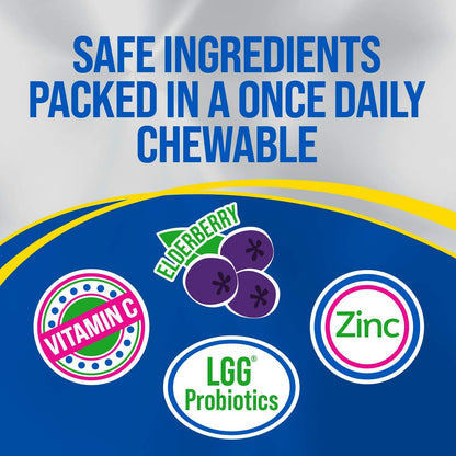 Back label of Culturelle Kids Immune Defense showing dietary facts and allergen-free certifications