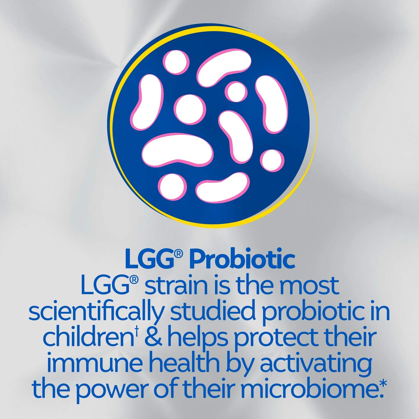 Culturelle Kids Probiotics bottle highlighting the 5 billion colony forming units of Lactobacillus rhamnosus GG