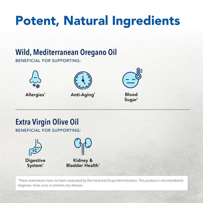 Mediterranean source P73 dietary supplement packaging highlighting seventy three percent carvacrol level