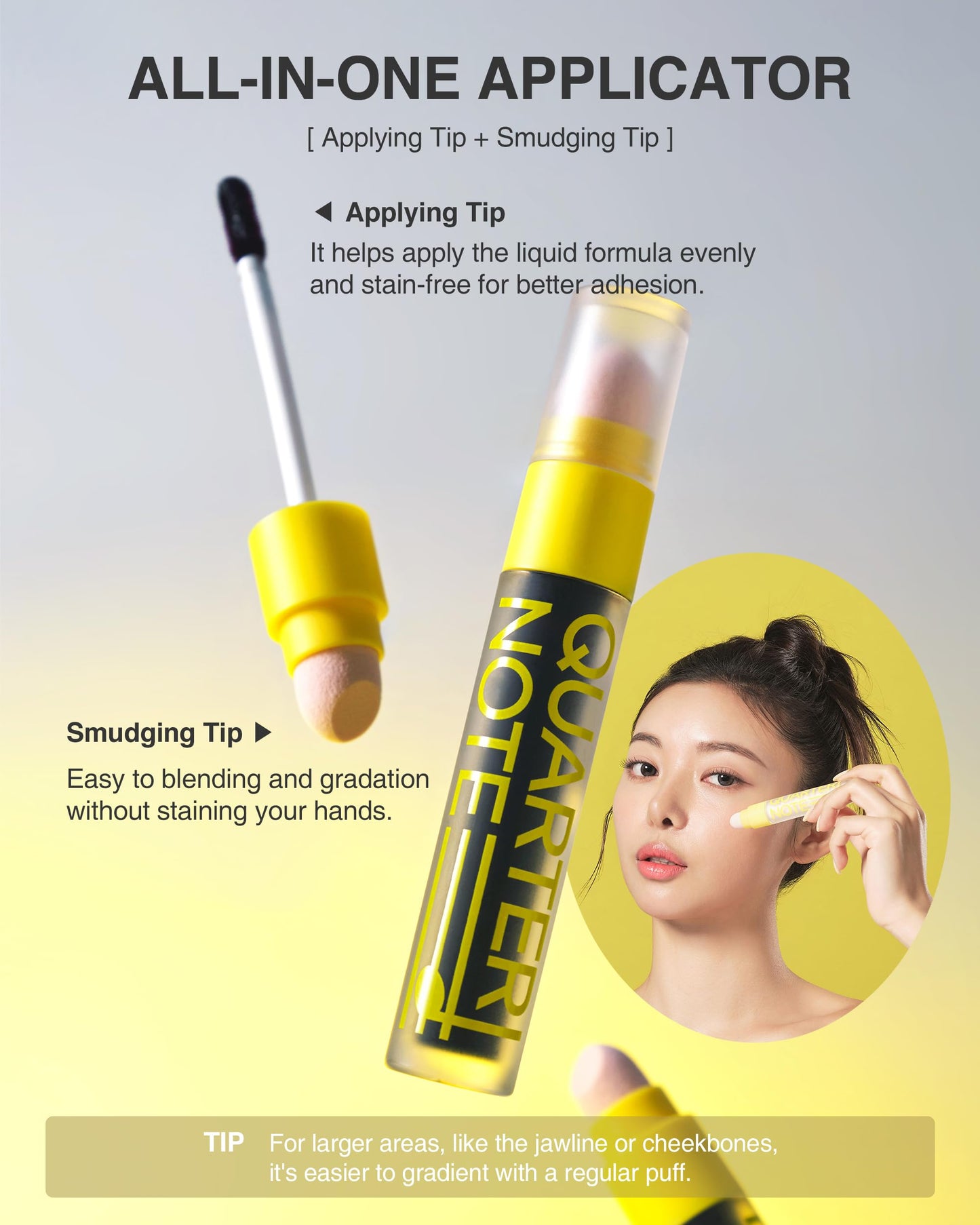 Long lasting waterproof contouring tool with built in smudging sponge tip open view.
