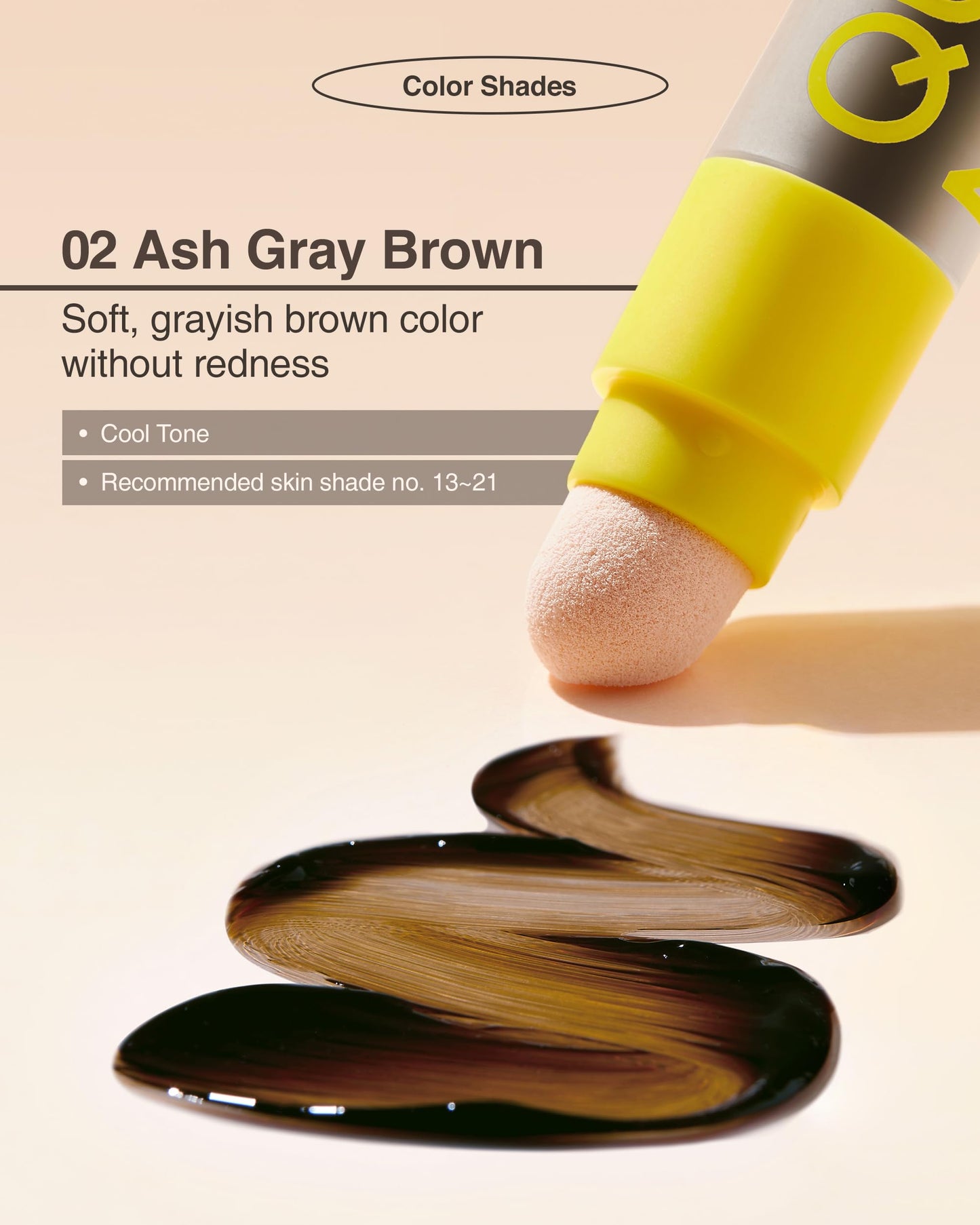 QUARTERNOTE shading stick applicator close up highlighting the creamy makeup formula.