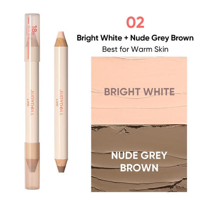 Judydoll 2 in 1 cream contour and highlighter stick uncap view displaying both shades.