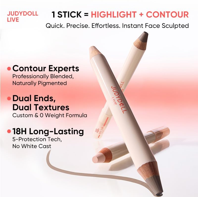 Judydoll contour duo shade 02 natural warm skin tone swatches on fair to warm skin.