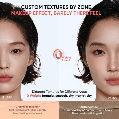 Step by step face sculpting guide using the Judydoll dual ended contour stick.