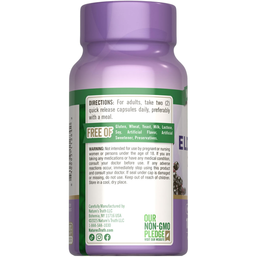 Natural vegetarian friendly black elderberry immune system health booster capsule count