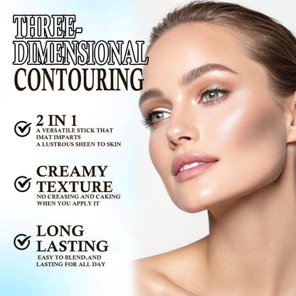 Close up shot of the cold grey cream bronzer side showing its smooth texture for nose contouring.