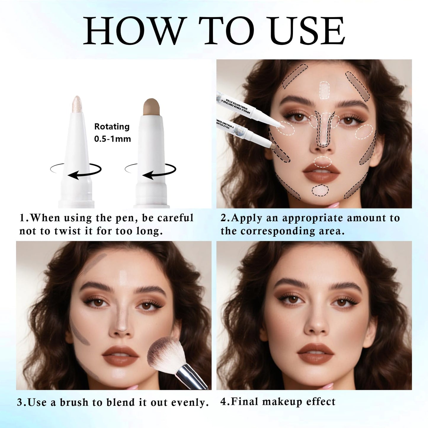 Packaging and cap details of the portable Flortte Glass Sea Collection highlight and contour pen.