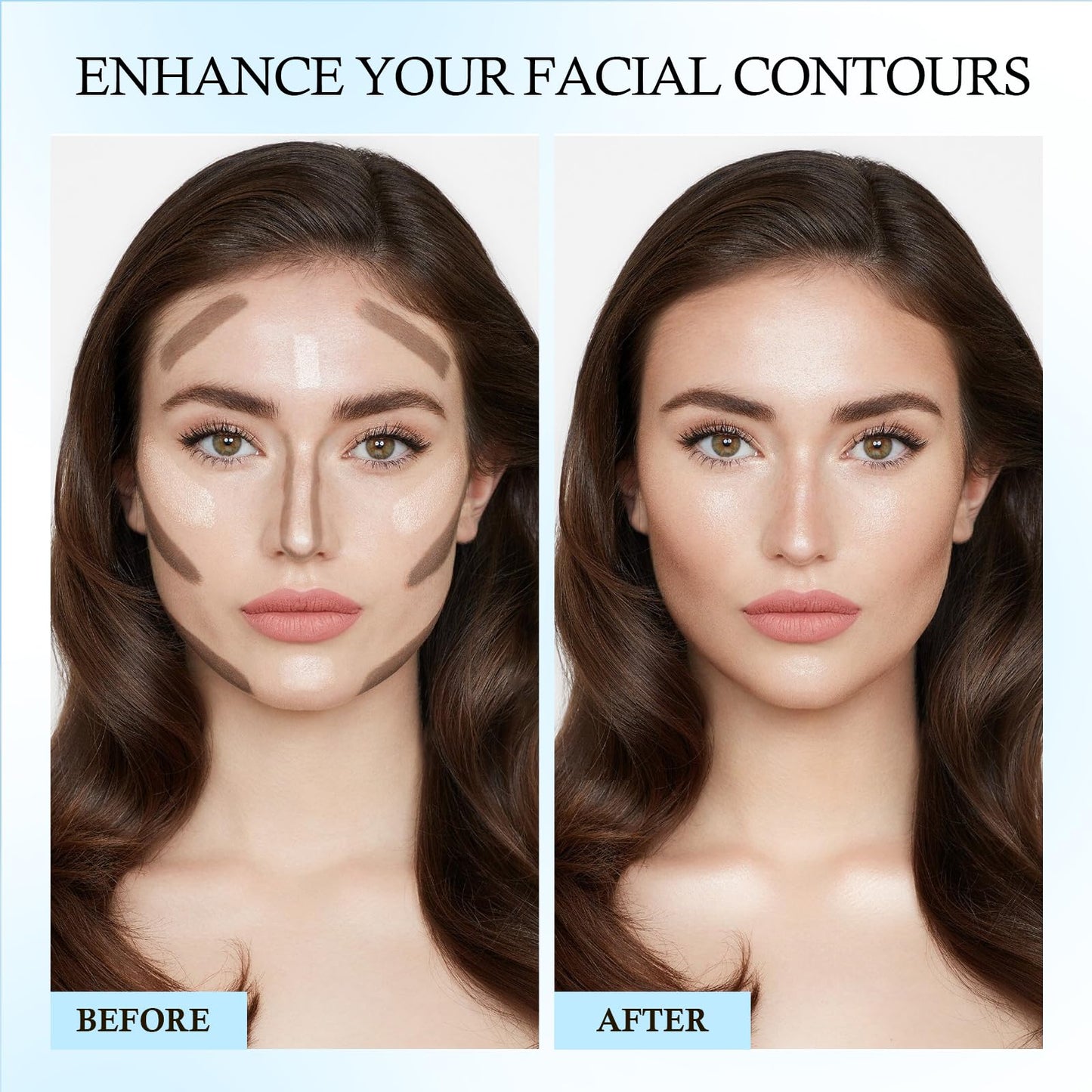 Product texture lifestyle shot showcasing the creamy formulation of the USA imported contouring stick.