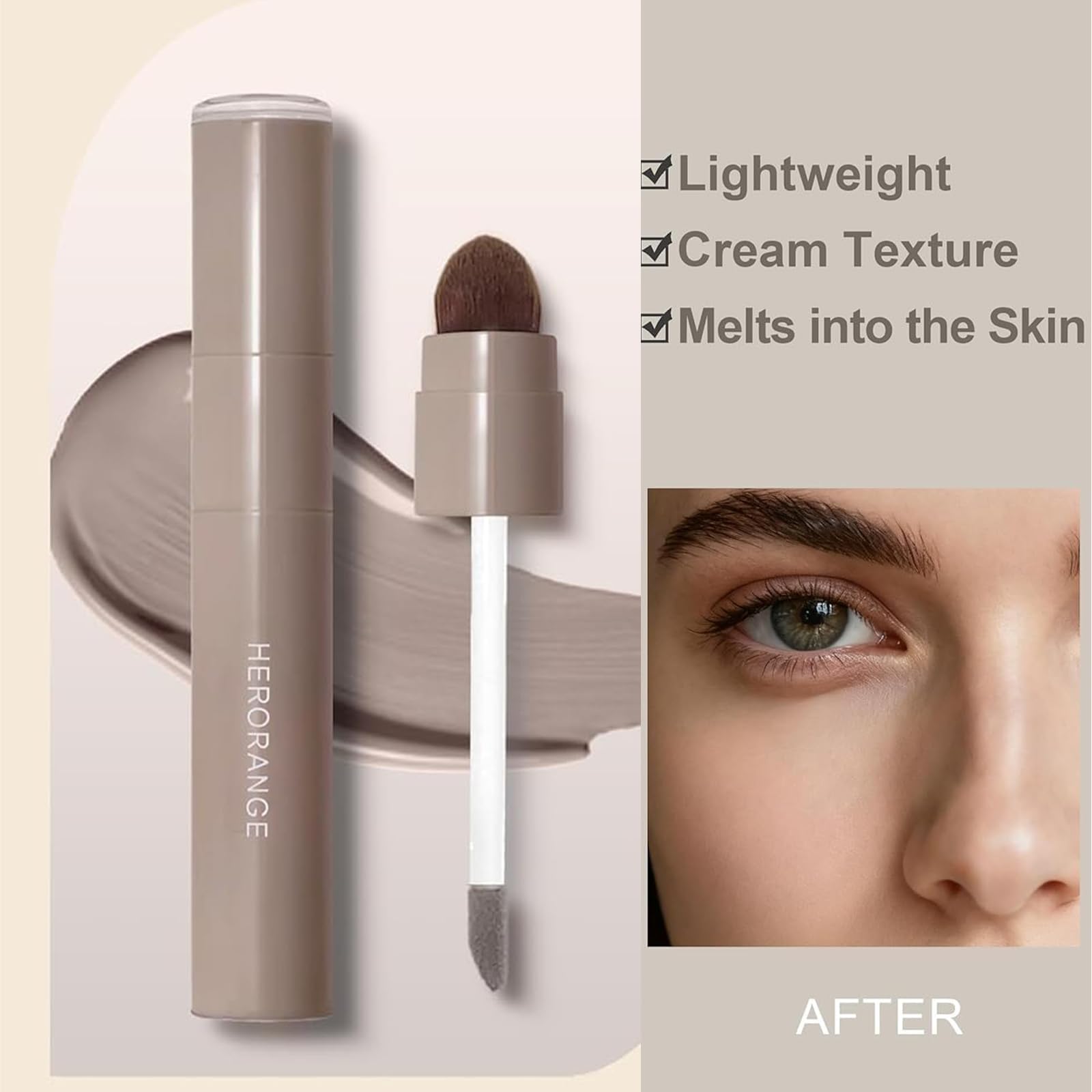 Close-up of the precise applicator tip on the HJXUQIME matte contour stick for targeted nose sculpting.