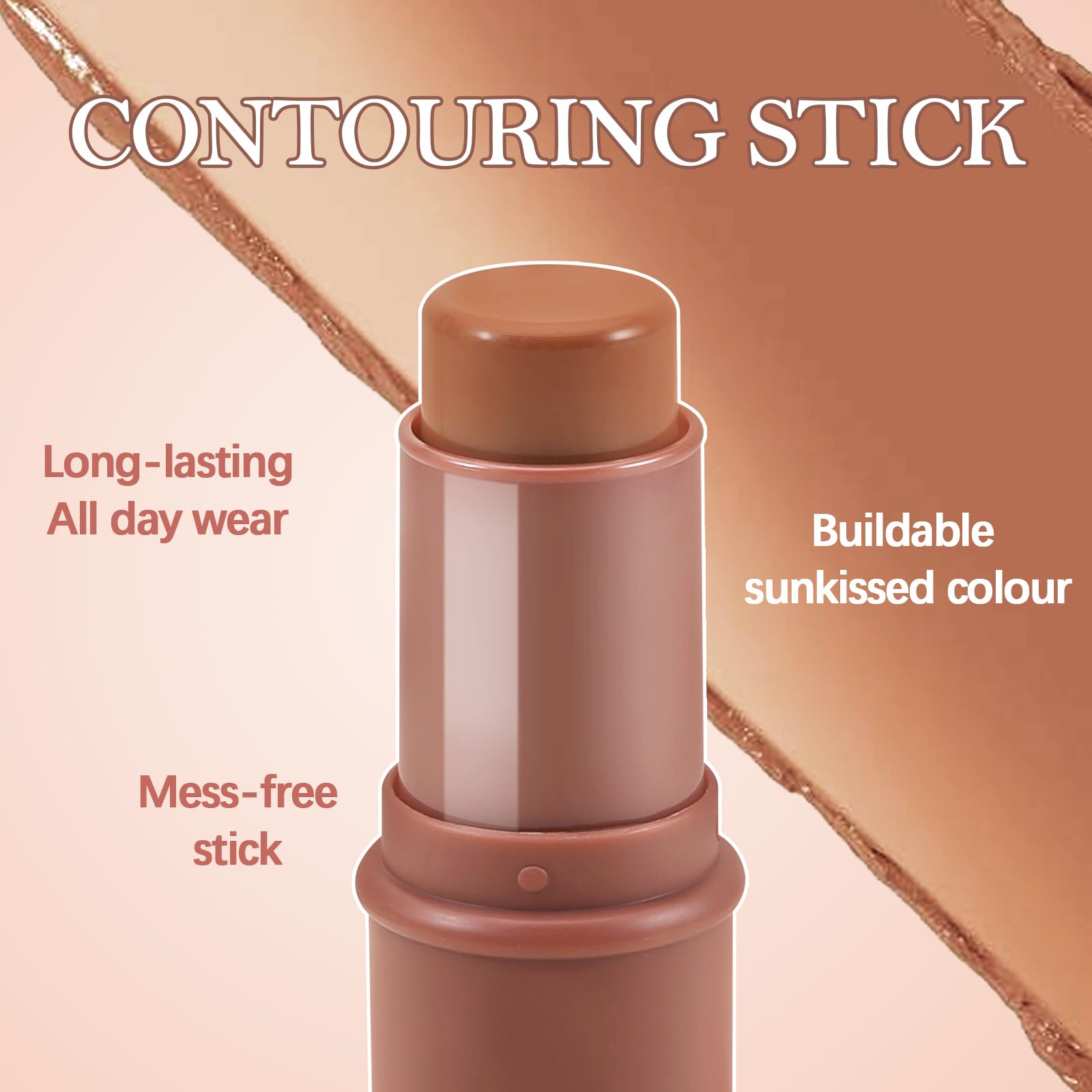 Sweatproof multi use face contour stick being applied to the cheekbones for definition.