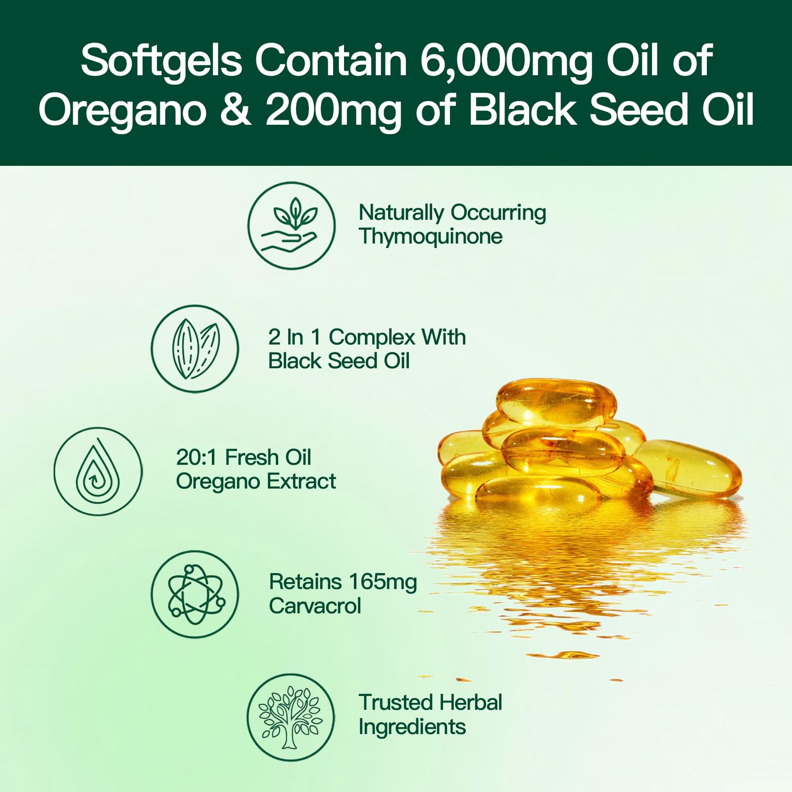 Back label of VivoNu cold pressed oregano oil capsules detailing the non GMO and gluten free certification.