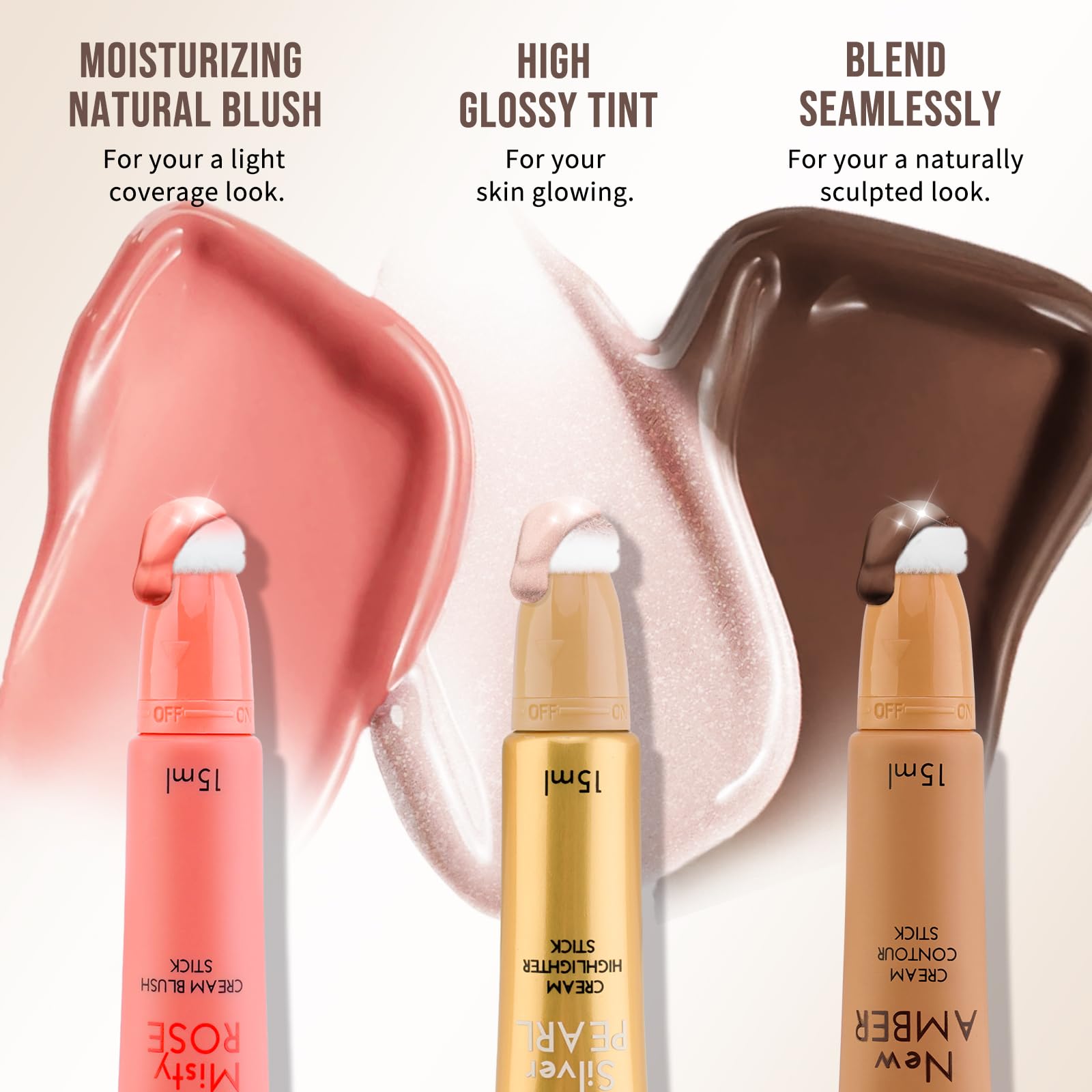 Color Nymph glow liquid highlighter tube being applied to highlight facial features.