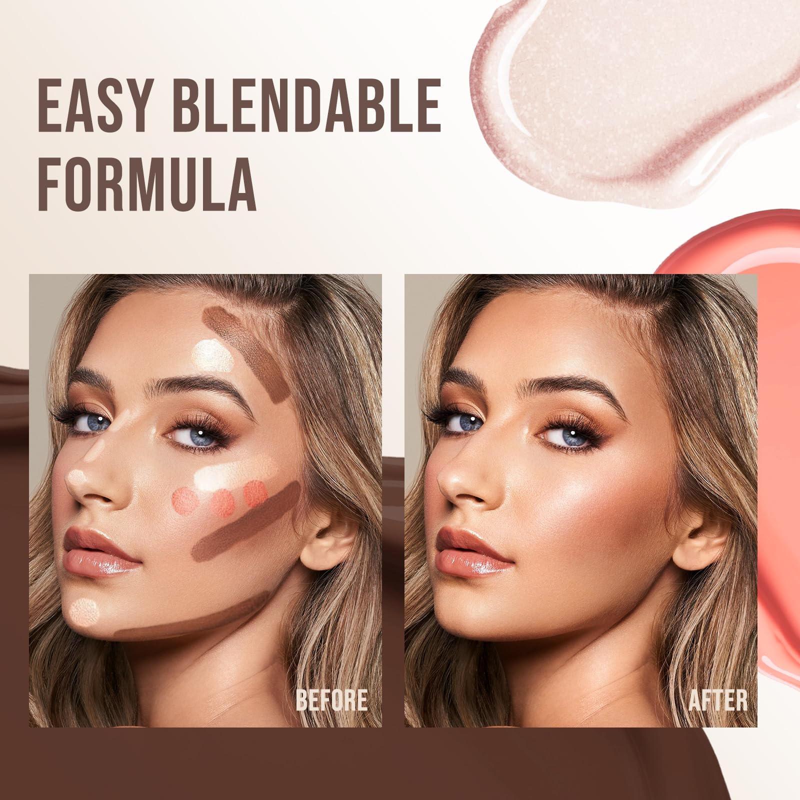 Color Nymph 3-in-1 face cosmetic set packaging with brown contour blush and highlighter wands.