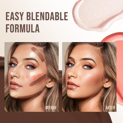 Color Nymph 3-in-1 face cosmetic set packaging with brown contour blush and highlighter wands.