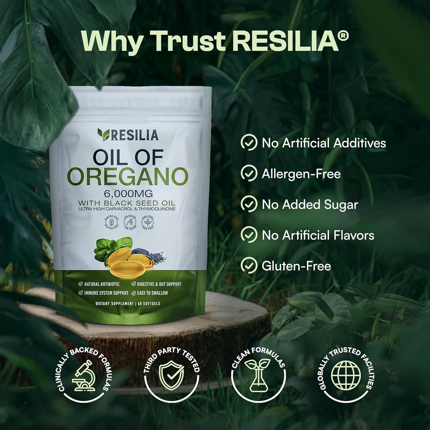 Authentic Resilia imported USA wellness supplements for digestive and gut health support
