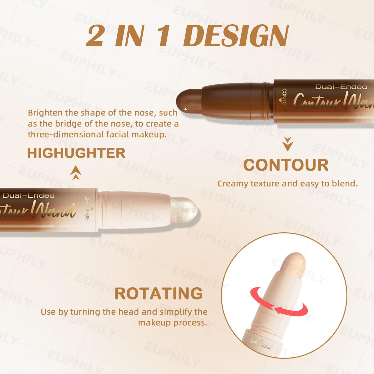 Long-lasting highlighter stick and face shaping makeup pen packaging.