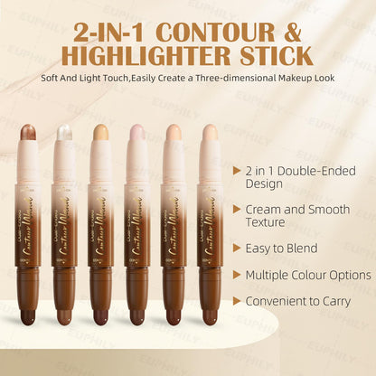 SUSIKEKI dual-ended face contour stick swatches on medium skin tone.