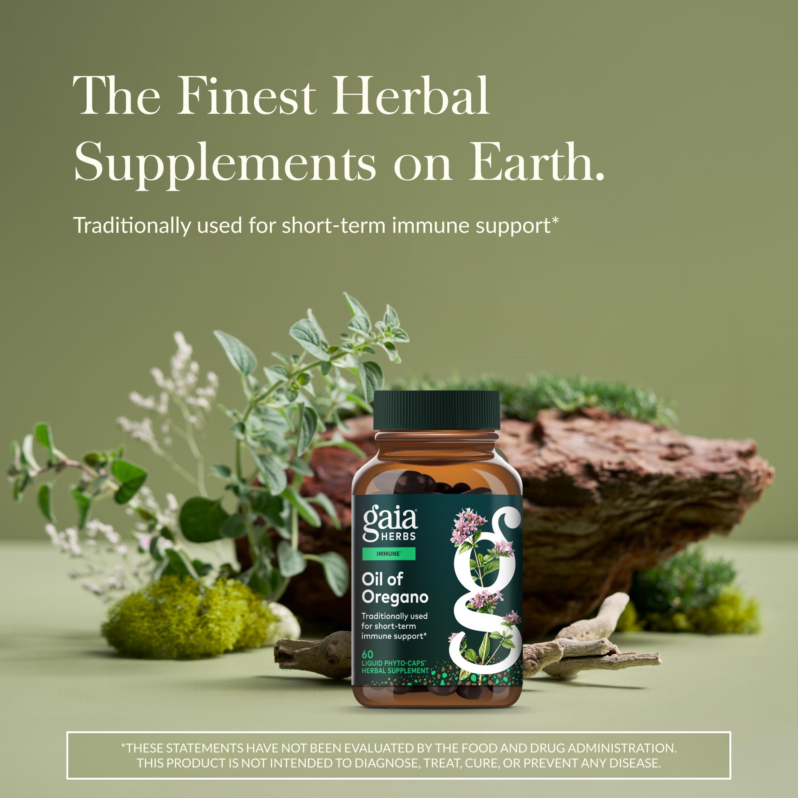 Gaia Herbs Oil of Oregano supplement facts and active ingredients label view