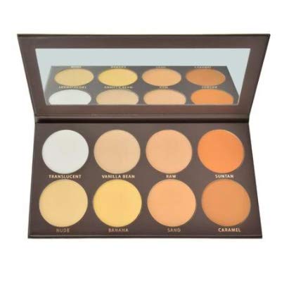 Open KAB Cosmetics face sculpting kit displaying matte contouring and highlighting shades with built-in mirror